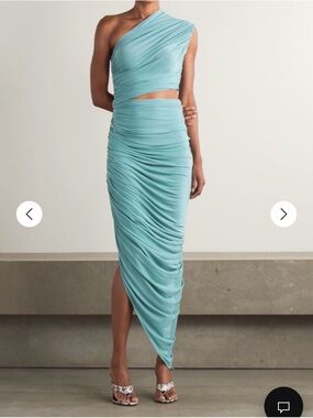 Alaïa Blue Ocean Cutout Jersey Dress